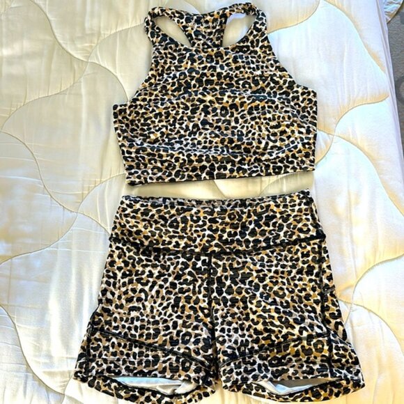 Outdoor Voices matching leopard print set Size Small - Picture 1 of 5